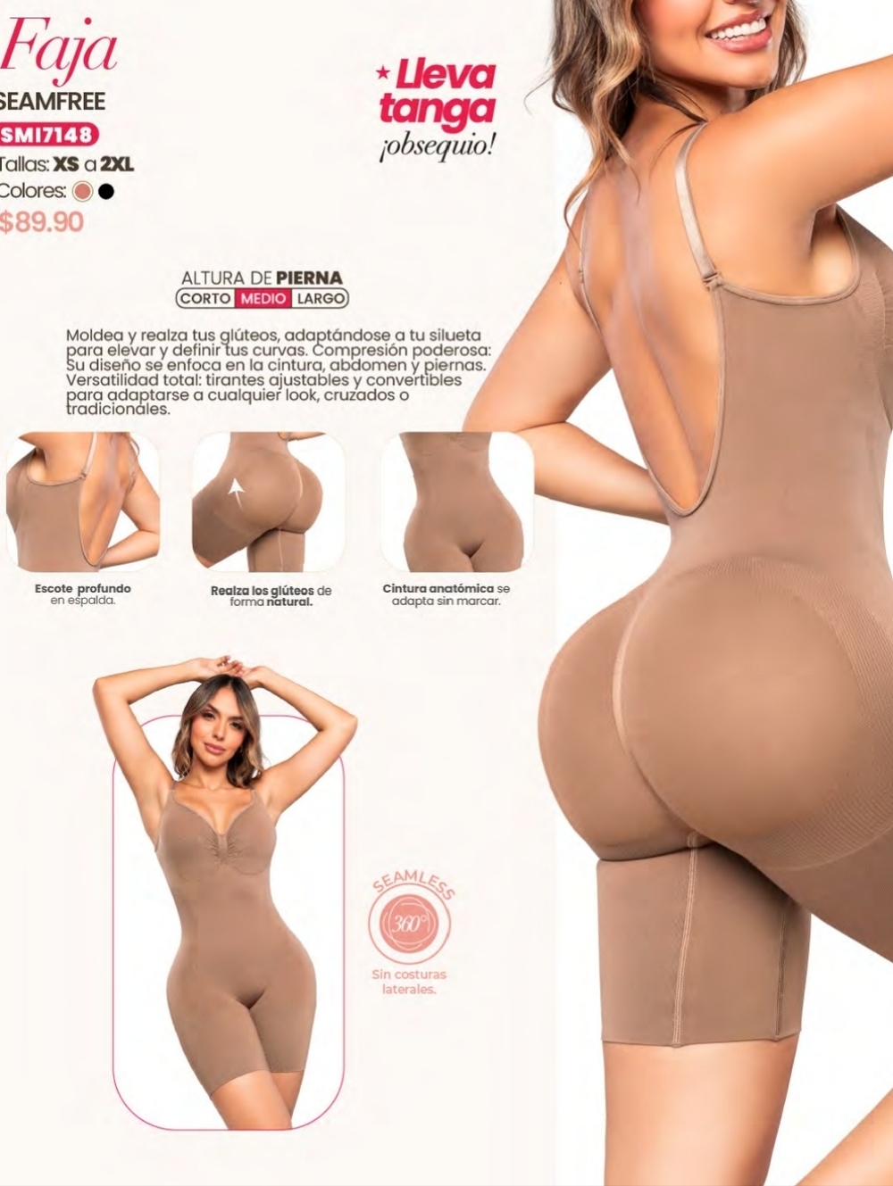 Stagmi Body Faja Seamfree SMI7148 Moldeo integral efecto lifting Size Medium NEW